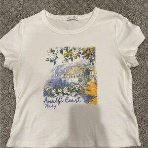 Altar'd State baby tee- White with Amalfi Coast Design